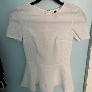 H&M White Peplum Top